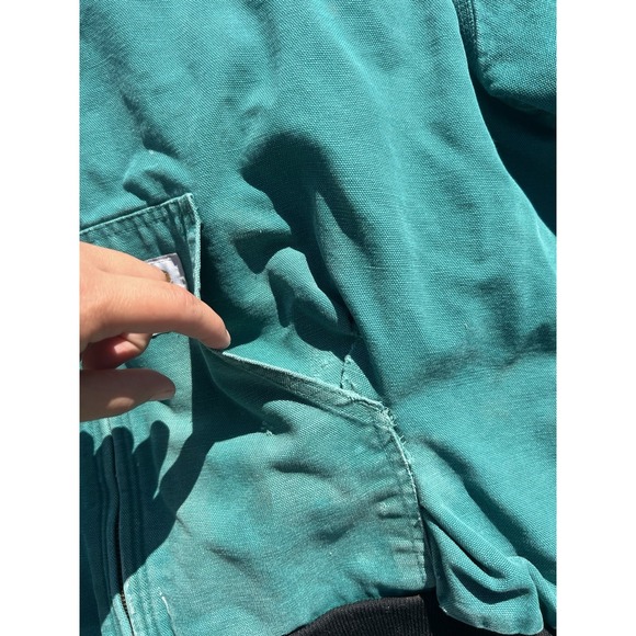 Vintage Carhartt J04 AQU Aqua Quilt Lined Hooded Jacket Mens Size XL USA HTF - Picture 7 of 12